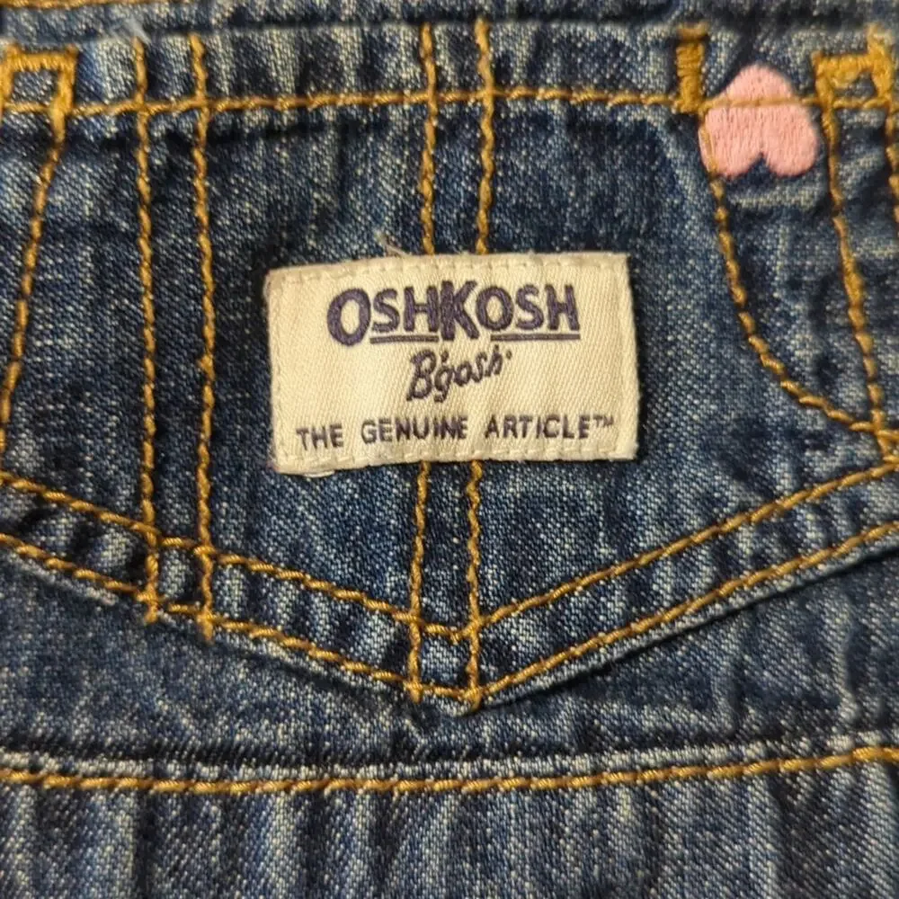 OshKosh B'Gosh Vestbak Pink Embroidered Heart Overall Skirt Baby Sz. 6M